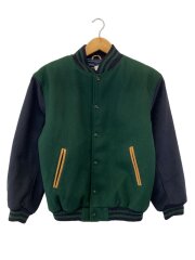 画像：80s/USA製/エルボーパッチ/スタジャン/L/ウール/GRN/無地