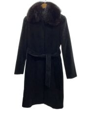 画像：コート/--/ウール/BLK/無地