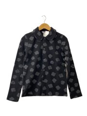 画像：カーディガンジャケット/M/ウール/ブラック/花柄/W10T004/丸襟