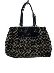 画像：トートバッグ_アシュレイ_シグネチャー_グレーシグネチャー/キャンバス/BLK/総柄