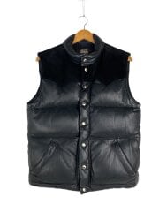 画像：ダウンベスト/38/レザー/ブラック/無地