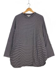 画像：長袖Tシャツ/3/コットン/ブラック/ボーダー/BHS23F031