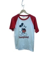 画像：Tシャツ/M/コットン/RED80S～/白足/ロゴプリント/ラグランスリーブTシャツ/USA製
