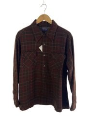 画像：70s/ボードシャツ/長袖シャツ/XL/ウール/BRW/チェック/状態考慮