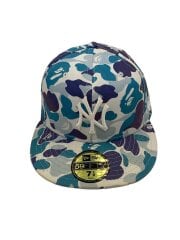 画像：×A BATHING APE/×MLB/キャップ/7 1/2/コットン/BLU/USA製/カモフラ/メンズ