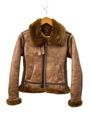 画像：レザージャケット・ブルゾン/S/レザー/BRW/無地