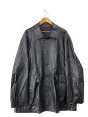 画像：レザージャケット・ブルゾン/M/フェイクレザー/BLK/ST.228/首元劣化有