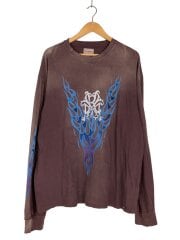 画像：KMY-FIRE Distressed L/S Tee/S/コットン/ボルドー/プリント/G14LT079//