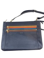 画像：セカンドバッグ/レザー/ネイビー/無地