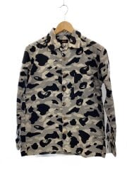 画像：長袖シャツ/M/コットン/グレー/総柄