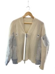 画像：Wool Knit x Nylon Twill Cardigan/2/コットン/WHT/無地/scw-112