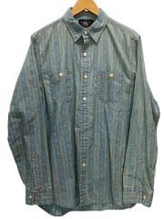 画像：長袖シャツ/M/コットン/BLU/Indigo Native Striped Work Shirt