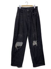 画像：23AW/ボトム/L/コットン/BLK/無地/23A-PTL373-WL/DAMEGE WIDE DENIM//
