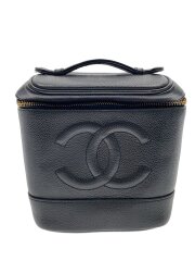 画像：縦型バニティーバッグ/ハンドバッグ/レザー/BLK