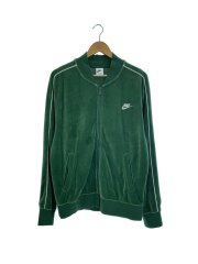 画像：ロゴ刺繍/ベロアトラックジャケット/M/コットン/GRN/FB8232-323