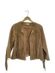 画像：ノーカラー/フリンジジャケット/スウェード/BRW