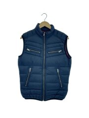 画像：ブレイブマンロゴ/マルチジップ/ダウンベスト/S/ナイロン/NVY/無地