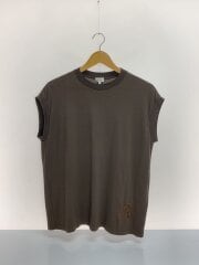 画像：コットンクルーネック刺繍ノースリーブTシャツ/1/コットン/BRW/無地/7917-222-0011