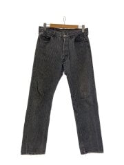 画像：80s/USA製/先染め/ブラックストライプ/デニムパンツ/34/コットン/BLK/501-0619