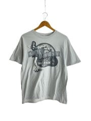 画像：クルーネック/ロゴ/Tシャツ/L/コットン/GRY/両面プリント