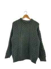 画像：アイルランド製/ニット・セーター(厚手)/XL/ウール/GRN/無地
