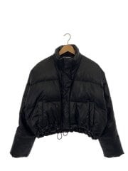 画像：フェイクレザーショートダウンコート/ダウンジャケット/フェイクレザー/BLK/072150000201-01