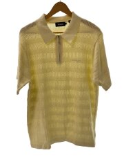 画像：STRIPED KNIT POLO SHIRT/ポロシャツ/L/コットン/IVO/無地/101252013006