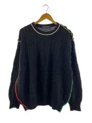 画像：BRAID OVERLOCK SWEATER/インサイドアウトデザインニット/S/モヘア/ブラック