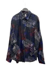 画像：L/長袖シャツ/サイズR43/シルク/BLK/総柄/R15HTL40SADF/襟毛羽立ち