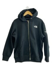 画像：SQUARE LOGO ZIP HOODIE_スクエア ロゴ フルジップ フーディ/M/コットン/ブラック