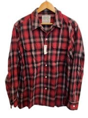 画像：長袖シャツ/XL/コットン/RED/チェック//
