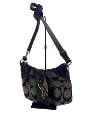 画像：ハンプトンズストライプ_シグネチャー_ブラウン/キャンバス/BLK/総柄