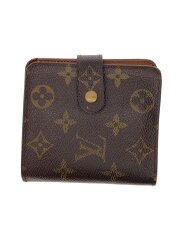 画像：コンパクト・ジップ_モノグラム・キャンバス/PVC/BRW/レディース