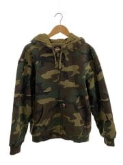 画像：Quilted Lined Zip Up Hooded Sweatshirt/L/コットン/GRN