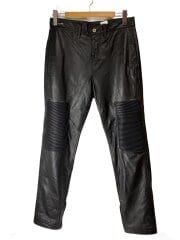 画像：ストレートパンツ/32/レザー/BLK/無地
