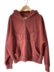 画像：ジップパーカー/L/コットン/RED