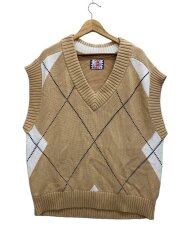 画像：Argyle Vest/ニットベスト(薄手)/XL/コットン/BEG/アーガイル/SC2210-KN02