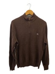 画像：カシミヤ混ハーフジップ/ニット・セーター(薄手)/L/ウール/BRW