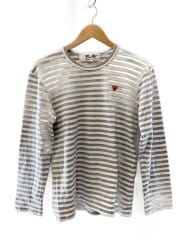 画像：長袖Tシャツ/M/コットン/GRY/ボーダー/AZ-T218