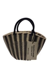 画像：PVCカゴバッグ/ストライプチューブバッグ/PVC/BLK