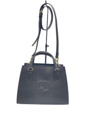 画像：ハンドバッグ_インターロッキングG/レザー/BLK/無地