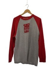 画像：90s~/USA製/NHSタグ/アイアンクロス/ラグラン/長袖Tシャツ/L/コットン/RED