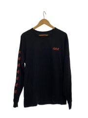 画像：長袖Tシャツ/L/コットン/BLK/無地