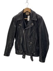画像：THIS GENUINE LEATHER GARMENT/ダブルライダースジャケット/36/レザー/BLK