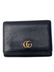 画像：GGマーモントコンパトウォレット/3つ折り財布/レザー/BLK/無地/メンズ