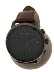 画像：クォーツ腕時計/アナログ/レザー/BLK/BRW