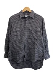 画像：長袖シャツ/M/コットン/GRY/チェック/S8618/使用感有