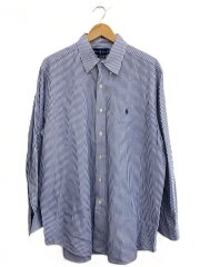 画像：長袖シャツ/16.5/コットン/BLU/ストライプ