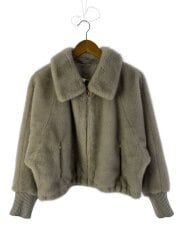 画像：フェイクミンクファーブルゾン/38/ファー/GRY/無地/10527-10-010-15-380