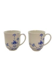 画像：ブルーフルーテッドデザイン/マグカップ/2点セット/WHT